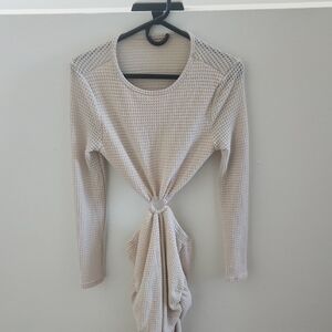 SHEIN Women's Beige Waffle Knit Bodycon Dress